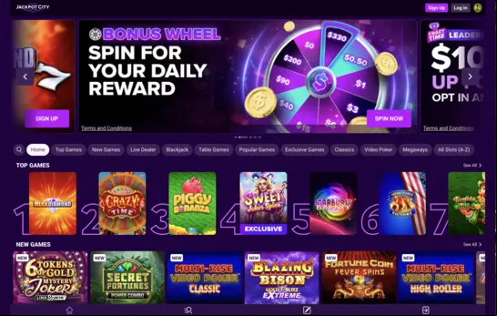 Jackpot City Casino Home Screenshot